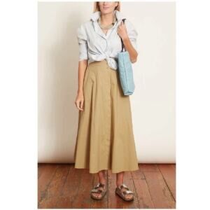 SAMSOE & SAMSOE | Women’s Barbara Long Skirt Olive Grey Button Front Circle XL